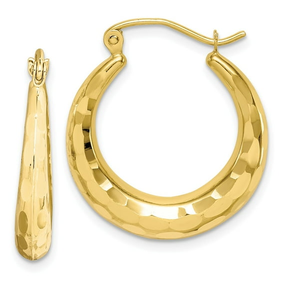 10K Yellow Gold Earring Hoop Women'S Diamond-Cut 23.35 mm 20.56