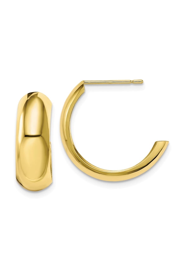 10K Yellow Gold Earring J-Hoop Women'S 19.75 mm 6.23