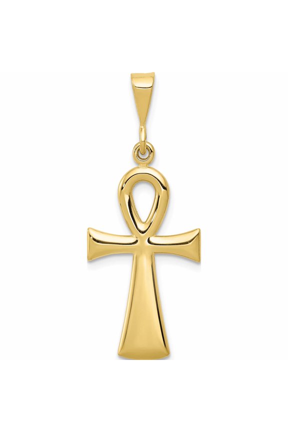 10K Yellow Gold Egyptian Ankh Cross Pendant (36 X 15) Made In United States -Jewelry By Sweet Pea