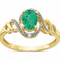 thumbnail image 1 of 10K Yellow Gold Emerald And Diamond Ring (Size 7) Made In India 10xb302, 1 of 5
