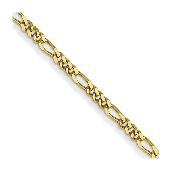 10K Yellow Gold Figaro Chain Styles Necklace 1.25 mm Flat Pendant 20 inch