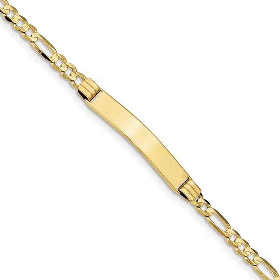 10K Yellow Gold Figaro Link ID Bracelet
