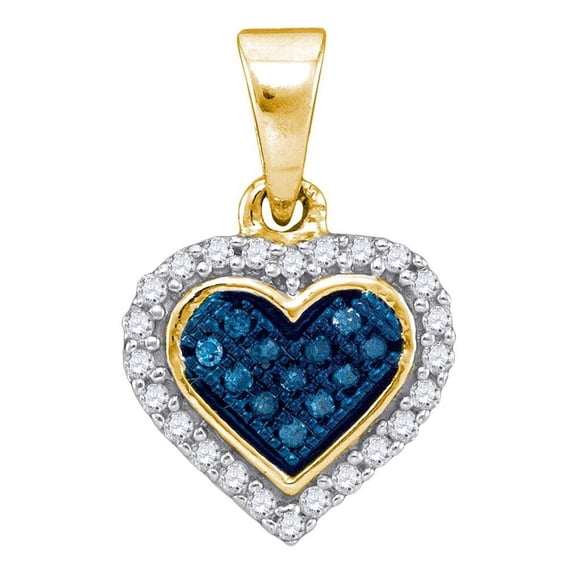 10K Yellow Gold Fine Small Heart Necklace Pendant 1/8 Ctw
