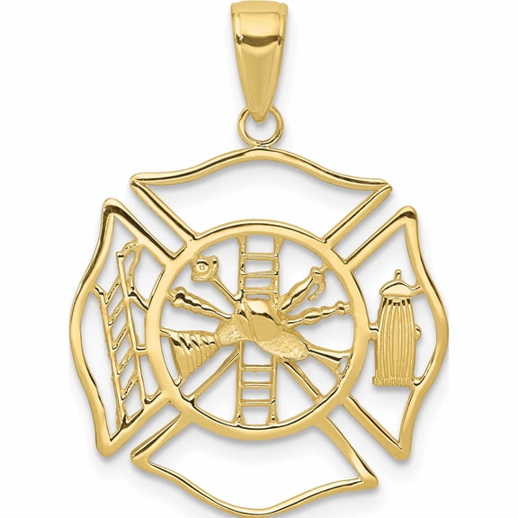 Jewelry by Sweet Pea 10K Yellow Gold Fireman Shield Pendant