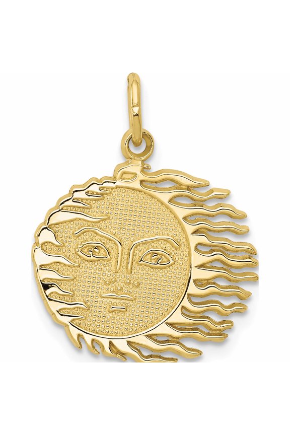 10K Yellow Gold Flaming Sun Charm (22 X 17) Made In United States -Jewelry By Sweet Pea