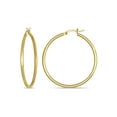 thumbnail image 1 of Gem & Harmony 10K Yellow Gold Flat Hoop Earrings (40mm) for Women, 1 of 4
