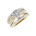 thumbnail image 1 of 10K Yellow Gold Flower Cluster Round/Baguette Diamond Engagement Ring 3.0ct., 1 of 5