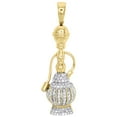 thumbnail image 1 of 10K Yellow Gold Genuine Diamond Hookah Shisha Pendant 1.85" Mens Charm 0.70 CT., 1 of 5