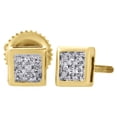 thumbnail image 1 of 10K Yellow Gold Genuine Diamond Pave Studs Mini 4.90mm Square Earrings 0.05 Ct., 1 of 5