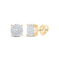 thumbnail image 1 of 10K Yellow Gold Genuine Diamond Unisex 8mm Cluster Round Stud Earrings 3/4 CT, 1 of 1