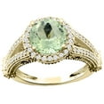 thumbnail image 1 of 10K Yellow Gold Genuine Green Amethyst Ring Round 8mm Diamond Accent size 9.5, 1 of 4