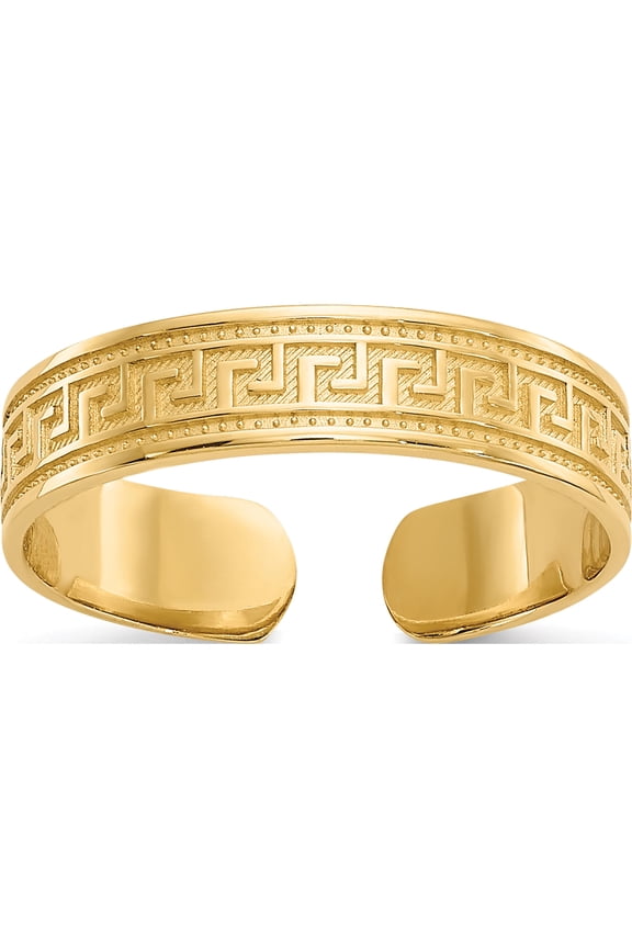 10K Yellow Gold Greek Key Toe Ring (Width 4) - Jbsp