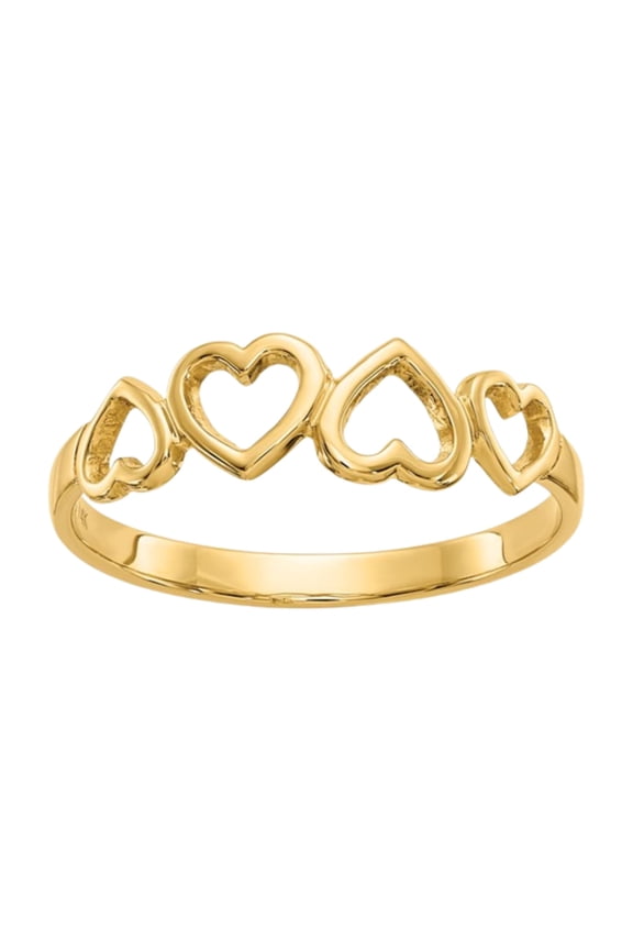 10K Yellow Gold Heart Ring for Women Polished Finish Gift for Her
