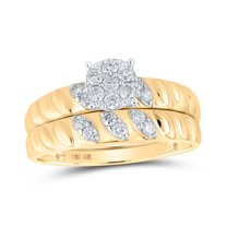 10K Yellow Gold His Hers Round Dia. Cluster Matching Wedding Set 1/2ctw, Women's Size: 5-10, Mens Size: 7-13