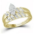 thumbnail image 1 of 10K Yellow Gold His Hers Round Diamond Cluster Matching Wedding Set 1/10ctw, Womens Size: 5-10, Mens Size: 7-13, 1 of 4