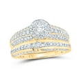 thumbnail image 1 of 10K Yellow Gold His Hers Round Diamond Halo Matching Wedding Set 1-3/4 Cttw, Womens Size: 5-10, Mens Size: 7-13, 1 of 3