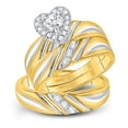 thumbnail image 1 of 10K Yellow Gold His Hers Round Diamond Heart Matching Wedding Set 3/8 Cttw, Womens Size: 5-10, Mens Size: 7-13, 1 of 3
