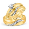 thumbnail image 1 of 10K Yellow Gold His Hers Round Diamond Solitaire Matching Wedding Set 1/6 Cttw, Womens Size: 5-10, Mens Size: 7-13, 1 of 1