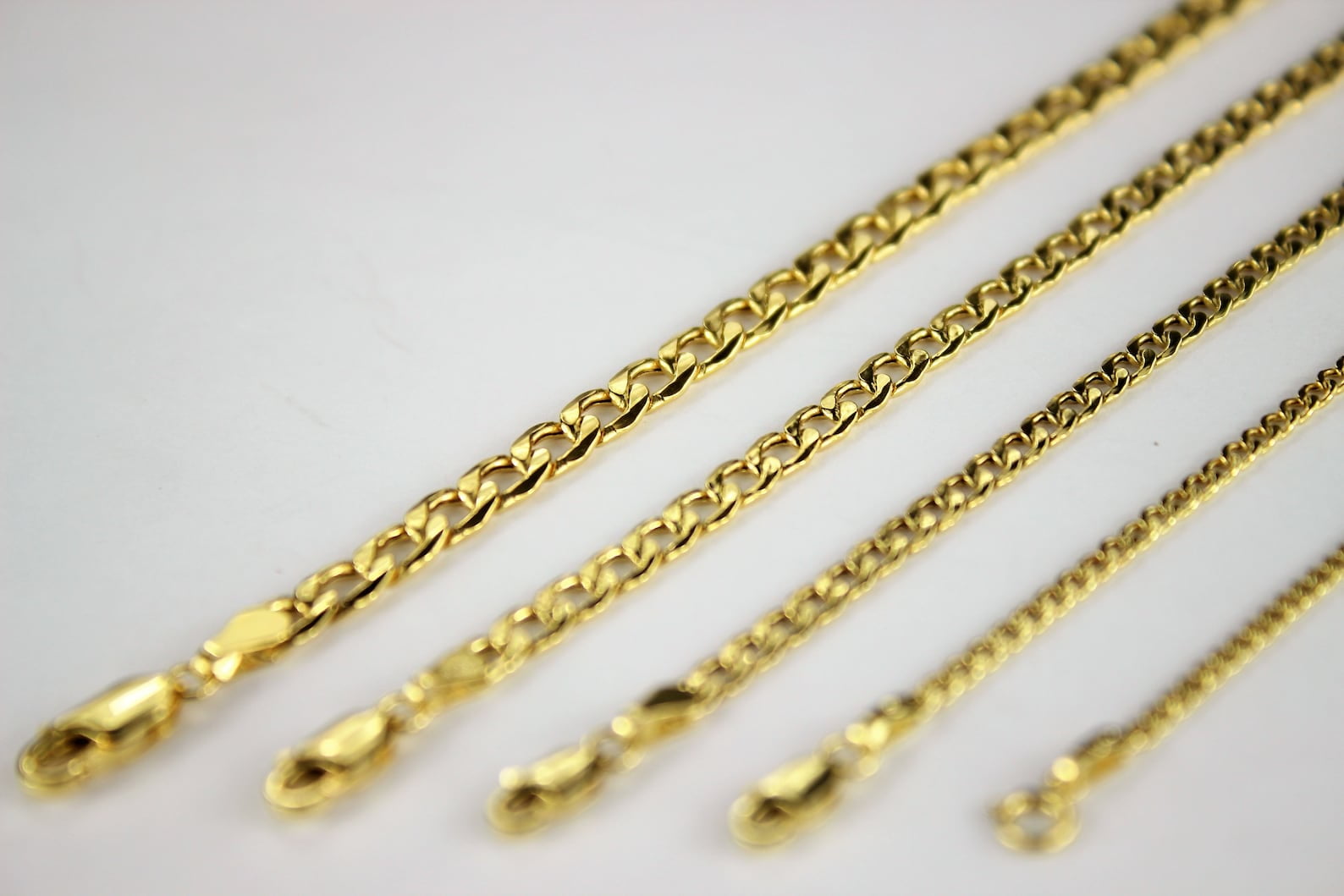 10K Yellow Gold Hollow Cuban Chain Necklace Bracelet