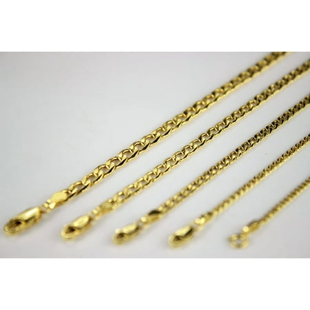 10K Yellow Gold Hollow Cuban Chain Necklace Bracelet