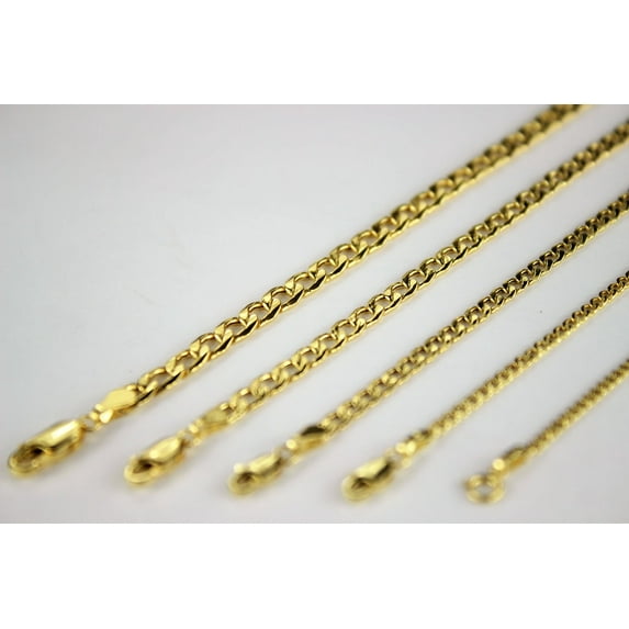 10K Yellow Gold Hollow Cuban Chain Necklace Bracelet
