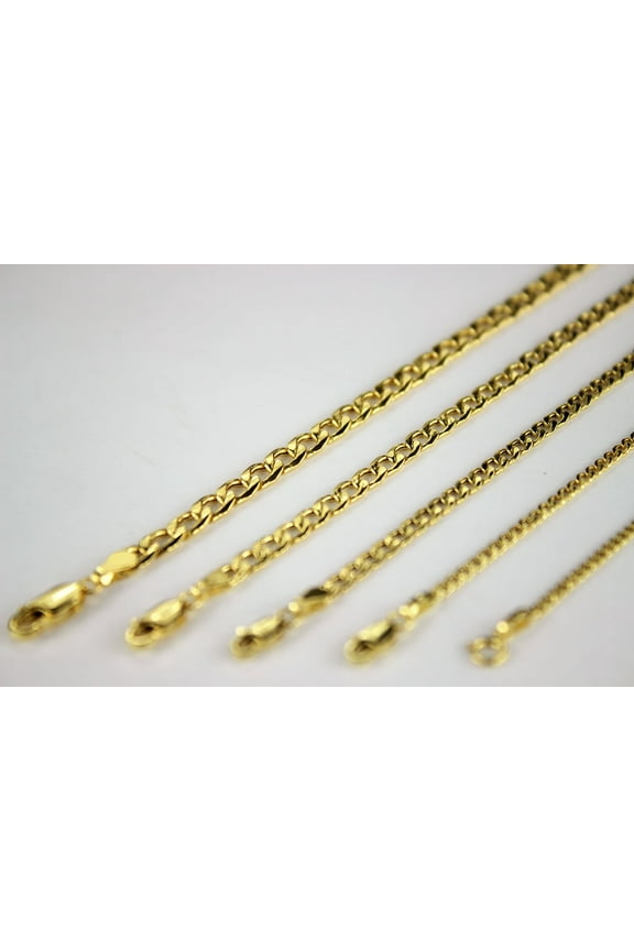 10K Yellow Gold Hollow Cuban Chain Necklace Bracelet