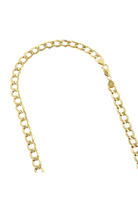 10K Yellow Gold Hollow Italy Cuban Curb Link Bracelet with Lobster Clasp 6mm Wide 8 Long