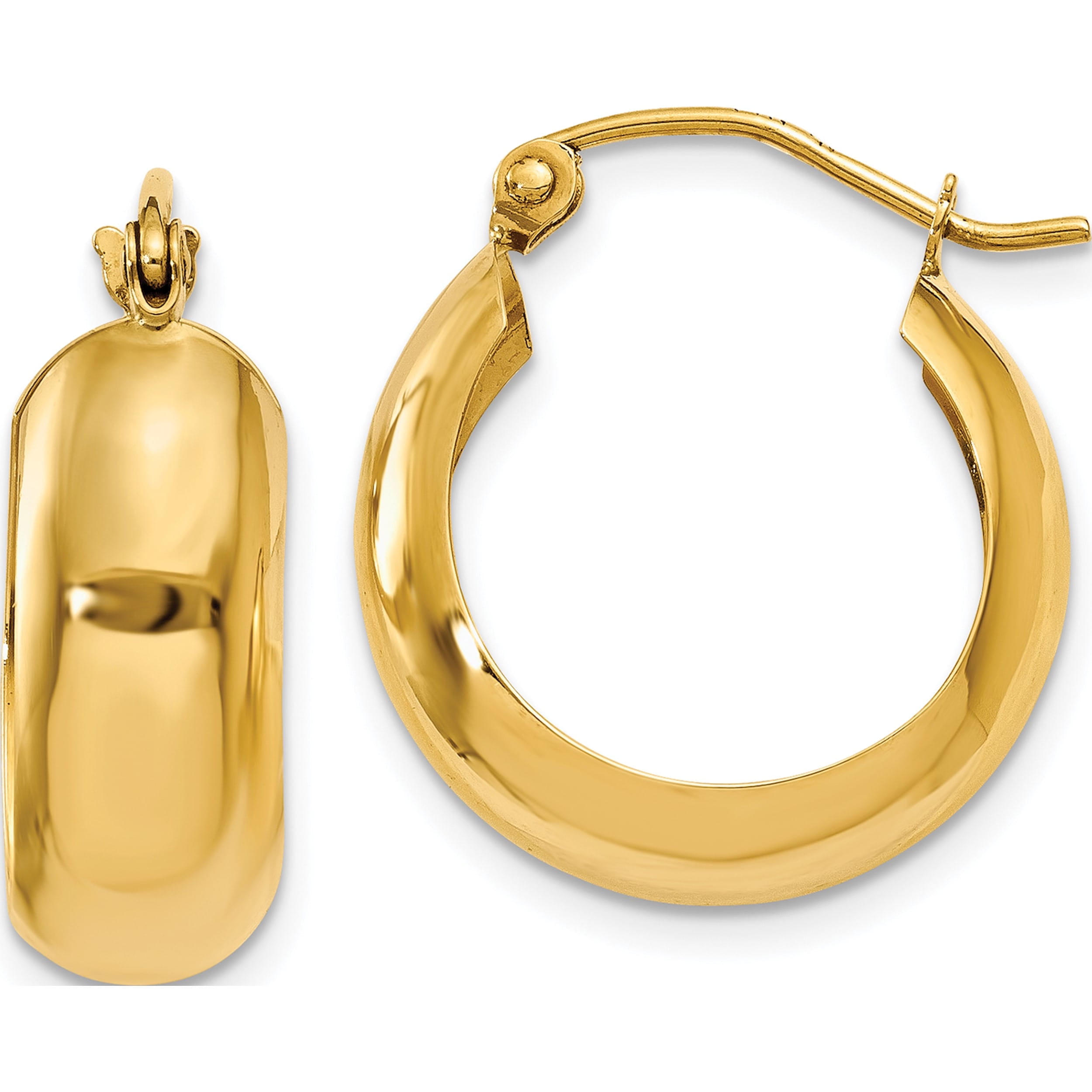 10K Yellow Gold Hoop Earrings (Width 7) (Length 19) - Jbsp - Walmart.com