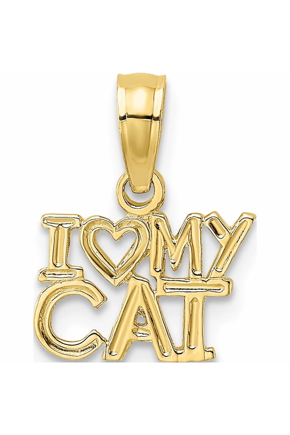 10K Yellow Gold I Heart My Cat Charm (11 X 10) Made In United States -Jewelry By Sweet Pea