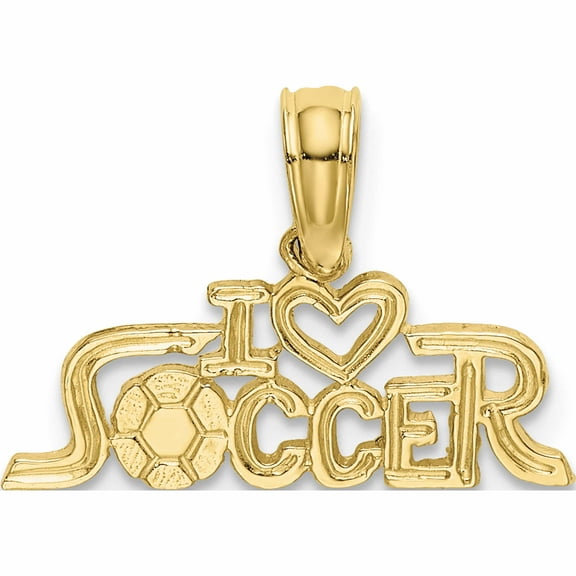10K Yellow Gold I Heart Soccer Charm (6.2 X 16) Made In United States -Jewelry By Sweet Pea