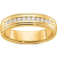 thumbnail image 1 of 10K Yellow Gold Ibgoodman Men's Polished And Milgrain 11-Stone 1/4 Carat A Quality Diamond Ringsize 10 - Jbsp, 1 of 5
