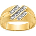 thumbnail image 1 of 10K Yellow Gold Ibgoodman Men's Polished Satin And Grooved 1/4 Carat A Quality Diamond Ringsize 10 - Jbsp, 1 of 5