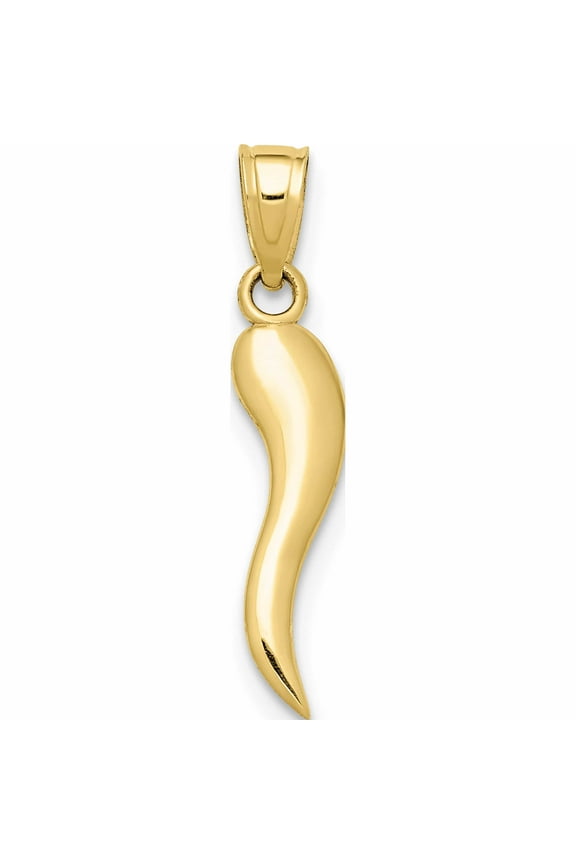 10K Yellow Gold Italian Horn Pendant (22.21 X 4.6) Made In United States -Jewelry By Sweet Pea