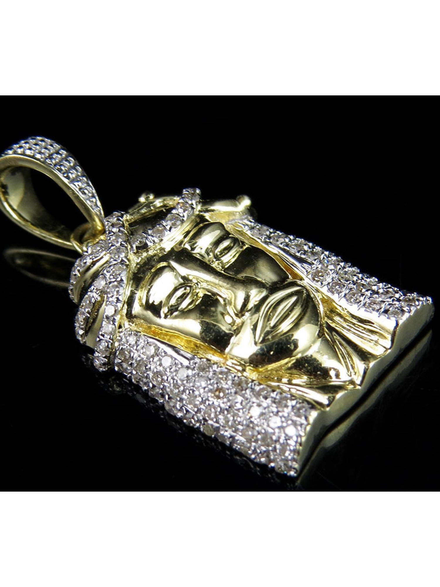10K Yellow Gold Jesus Face Diamond Pendant In