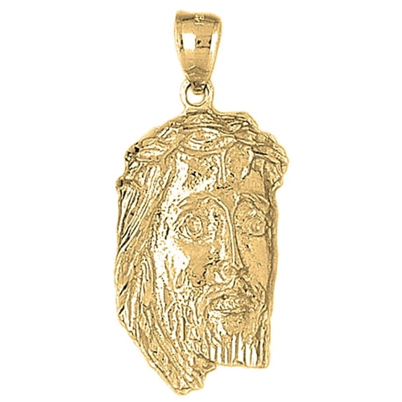 10K Yellow Gold Jesus Pendant - 42 mm