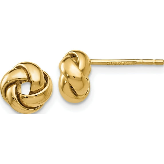 10K Yellow Gold Knot Post Earrings (Width 8) (Length 8) - Jbsp