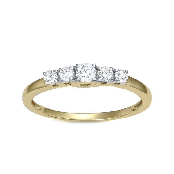 10K Yellow Gold Lab Grown Diamond Five-Stone Ring for Women- Elegant Anniversary or Promise Band , F-G, 0.3 Carat TW, (Ring Size : 9)