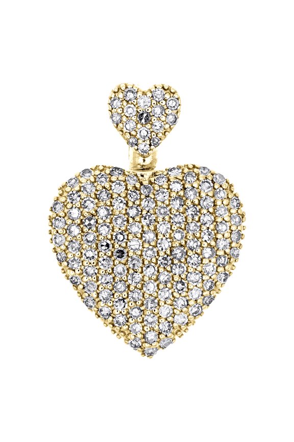 10K Yellow Gold Ladies Round Cut Diamond Heart Ash Holder Charm Pendant .75 Ct.