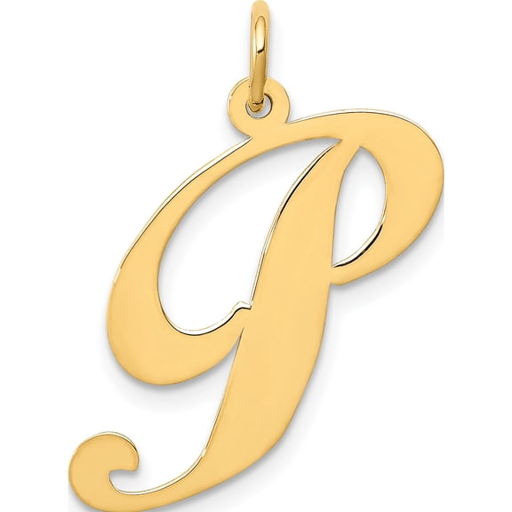 Jewelry by Sweet Pea 10K Yellow Gold Large Fancy Script Letter P Initial Charm