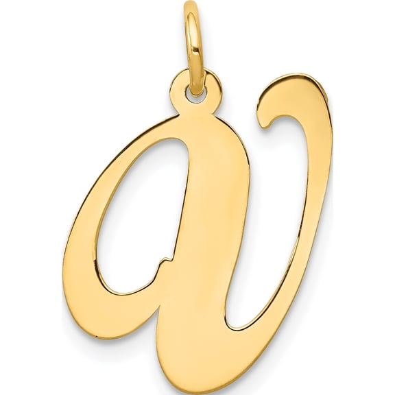 Jewelry by Sweet Pea 10K Yellow Gold Large Fancy Script Letter V Initial Charm