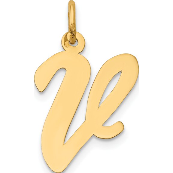 Jewelry by Sweet Pea 10K Yellow Gold Large Script Letter V Initial Charm