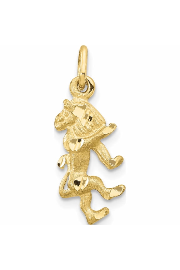 10K Yellow Gold Small Satin Diamond-cut Leo Zodiac Charm