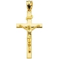 thumbnail image 1 of 10K Yellow Gold Linear Cross 1.15" INRI Crucifix Charm Pendant Religious Jewelry, 1 of 6
