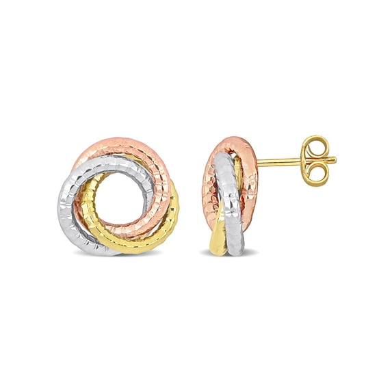 Gem & Harmony 10K Yellow Gold Love Knot Button Earrings for Women