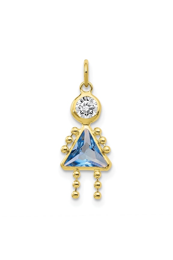 10K Yellow Gold March Girl Birthstone Charm