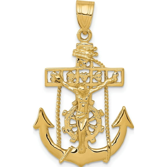 10K Yellow Gold Mariners Cross Pendant(Length 36.41) - Jbsp