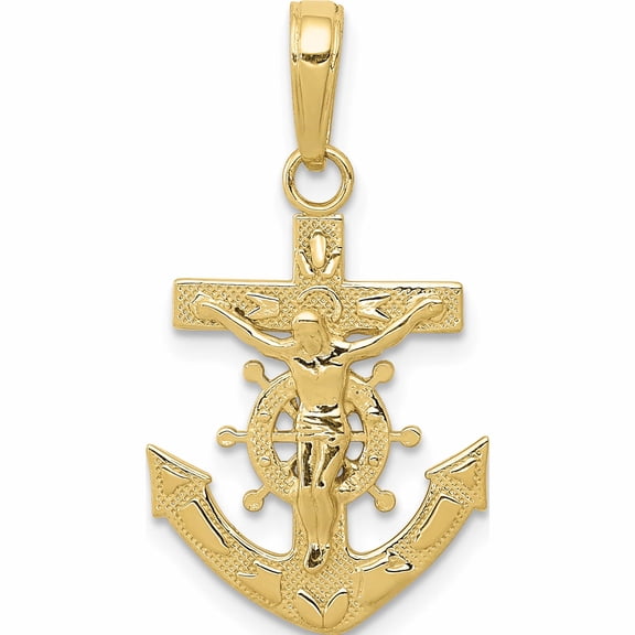 10K Yellow Gold Mariners Crucifix Pendant (26 X 14.75) Made In United States 10d3698