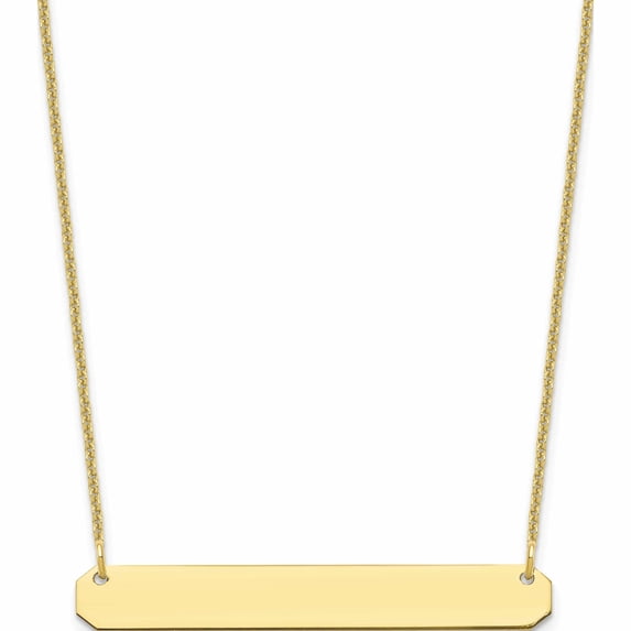 10K Yellow Gold Medium Polished Blank Bar Necklace (18 X 40) Made In United States -Jewelry By Sweet Pea
