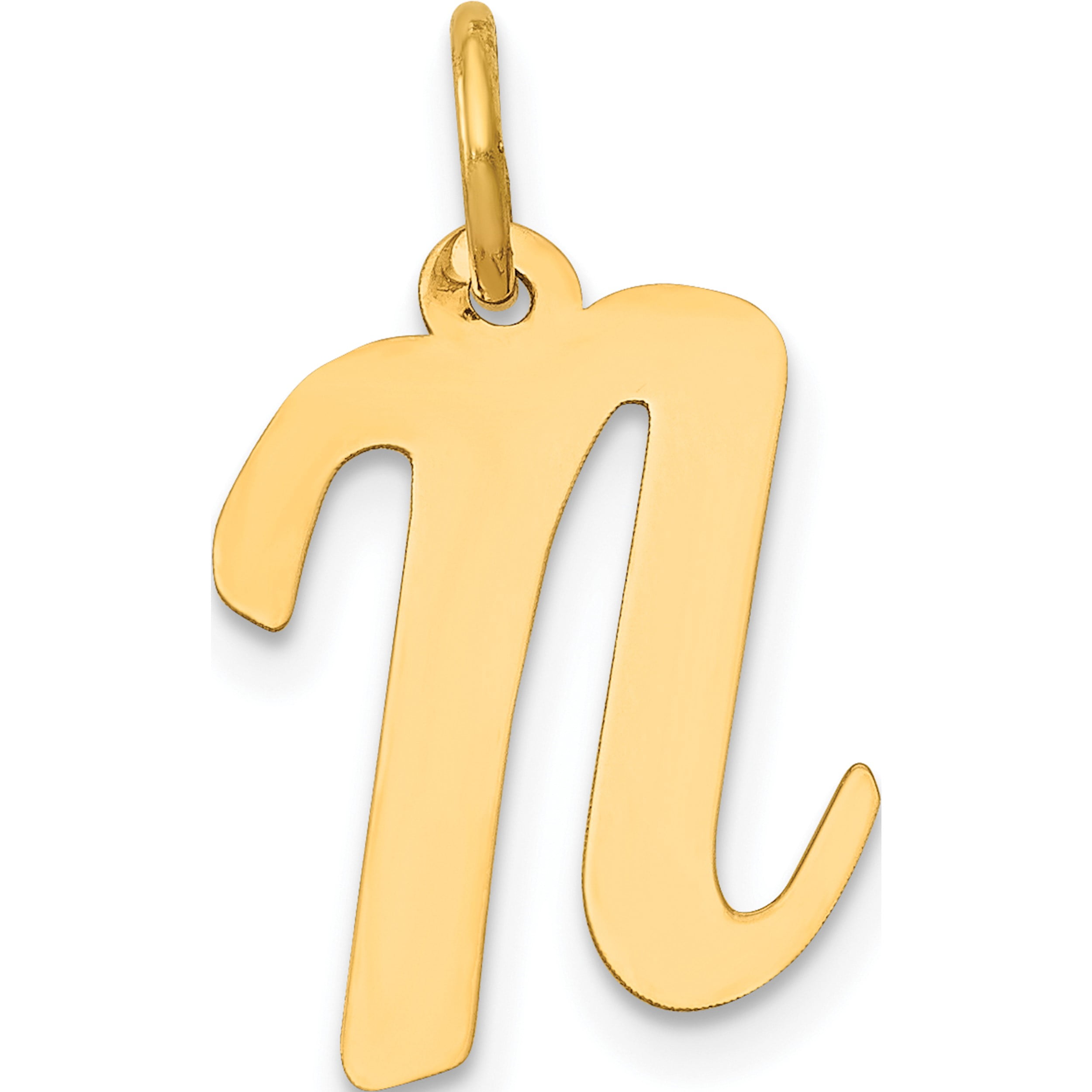 SWEET PEA JEWELLERY 10K Yellow Gold Medium Script Letter N Initial Charm - Jbsp