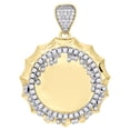 thumbnail image 1 of 10K Yellow Gold Memory Picture Medallion Frame Pendant Cubic Zirconia Drip Charm, 1 of 6